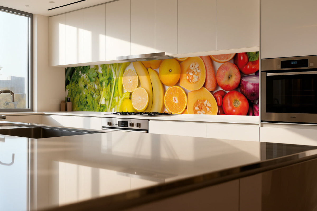 Küchenrückwand Obst Gemüse Farbmix