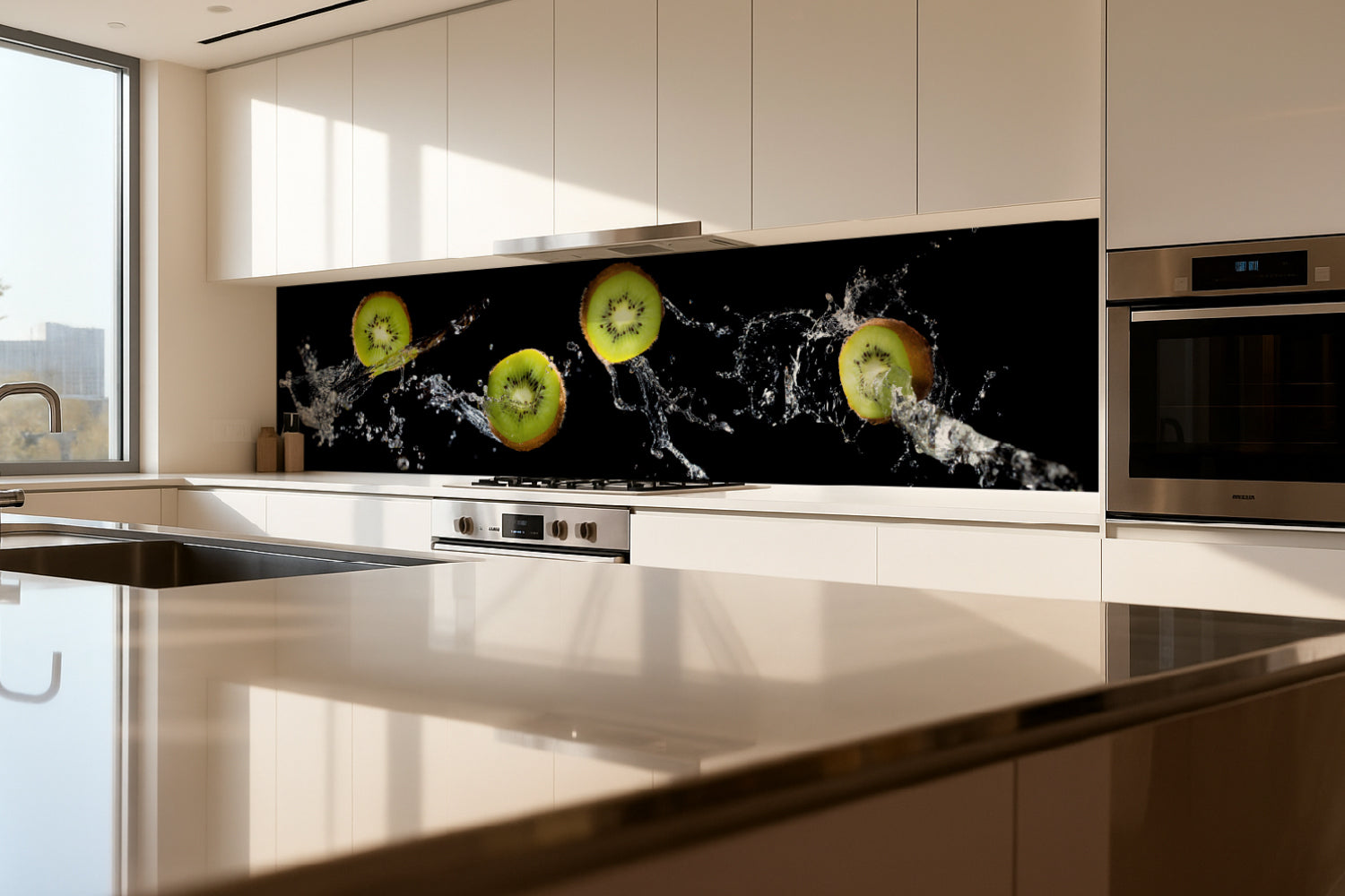 Küchenrückwand Kiwi Spritzwasser Effekt