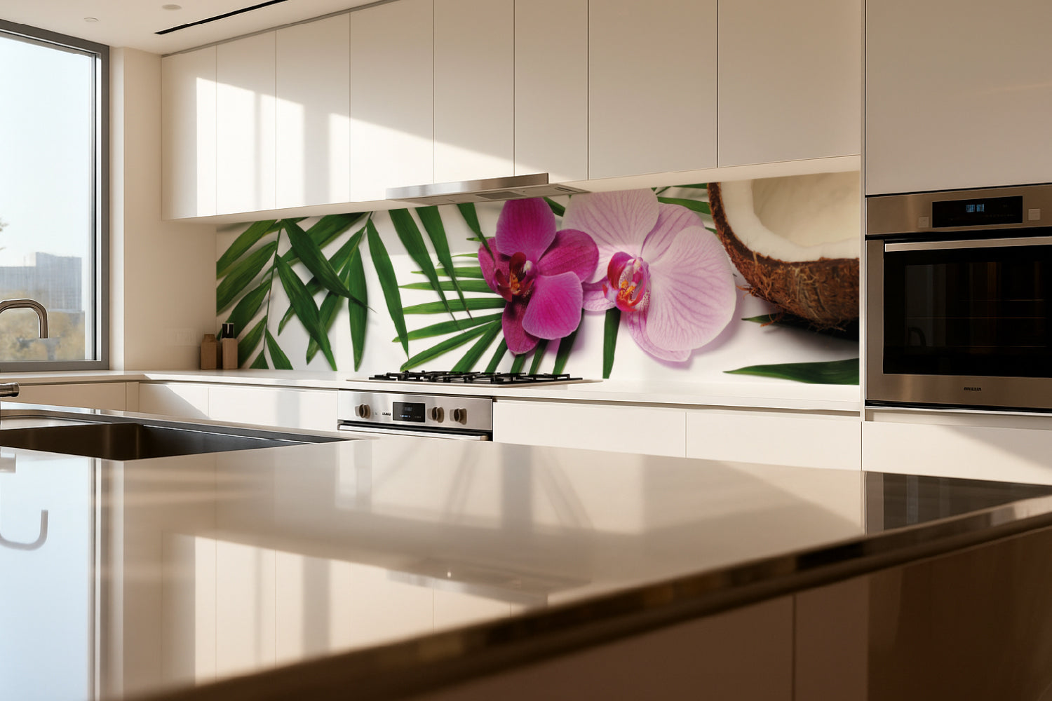 Küchenrückwand Orchidee und Kokos Design