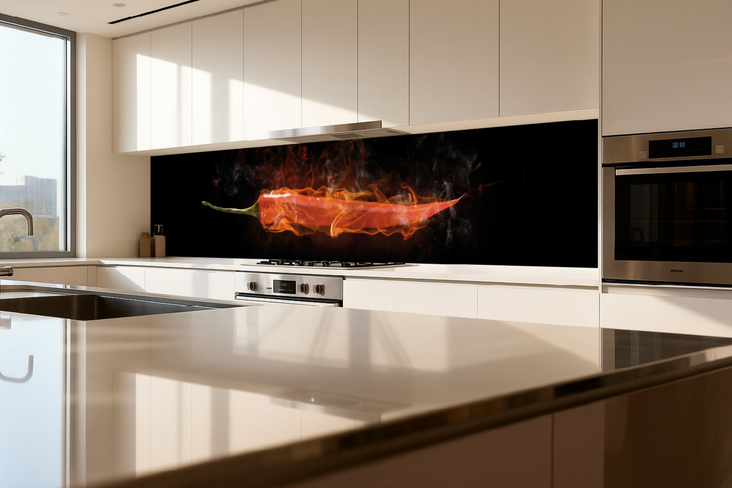 Küchenrückwand Scharfe Chili Flamme