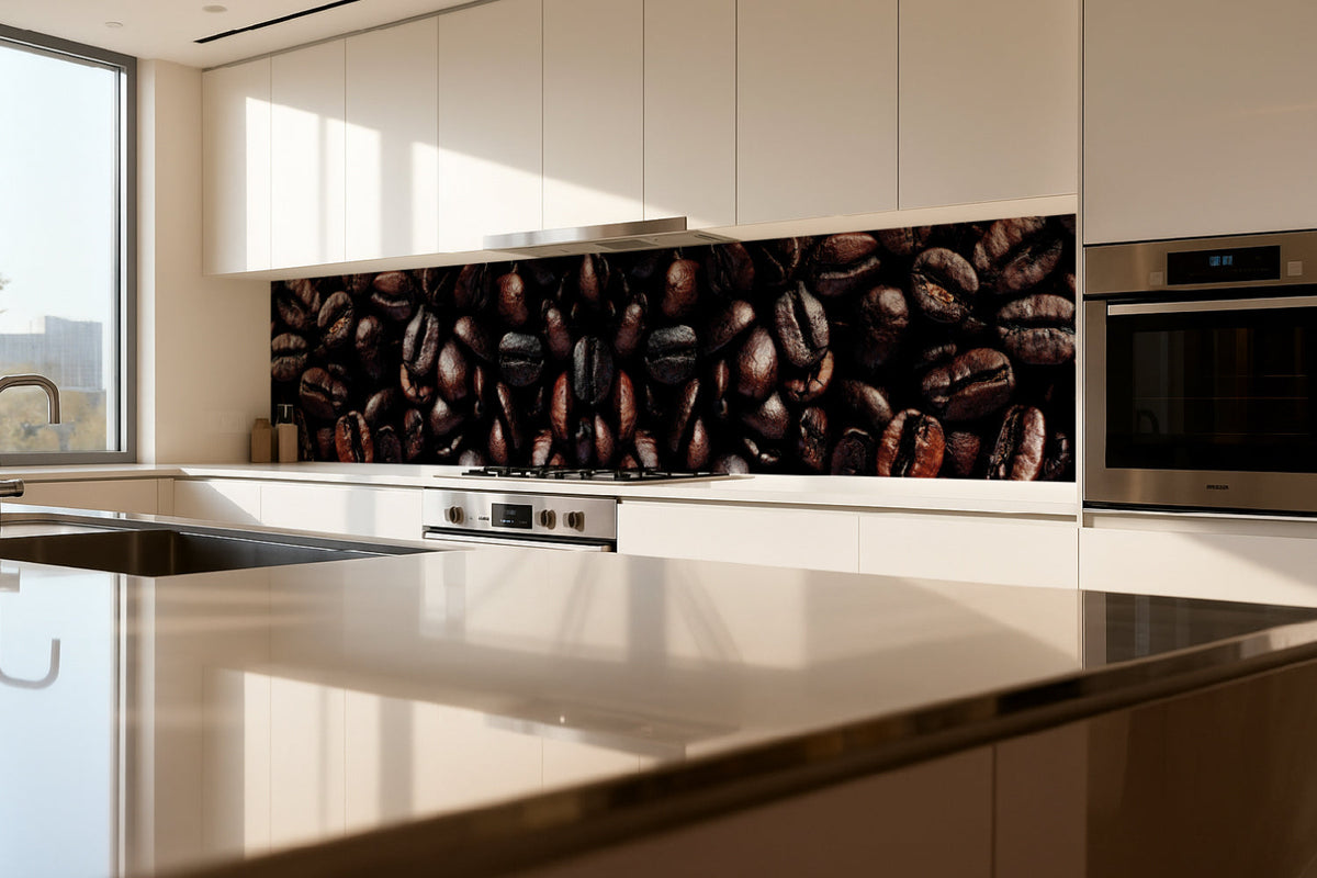Küchenrückwand Kaffeebohnen Nahaufnahme