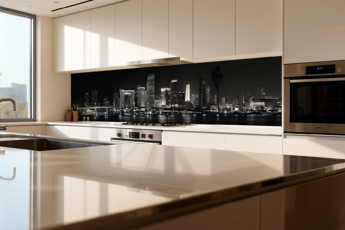 Küchenrückwand Schwarz-Weiß Skyline