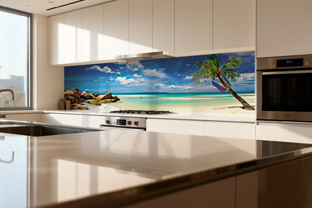 Küchenrückwand Traumstrand mit Palme