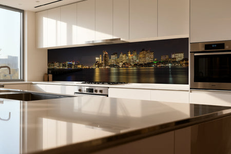 Küchenrückwand Stadtpanorama am Wasser
