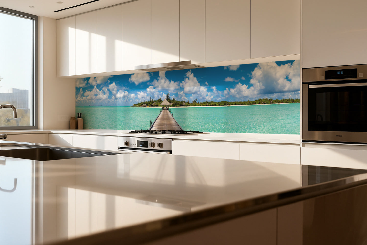 Küchenrückwand Tropischer Steg zur Insel