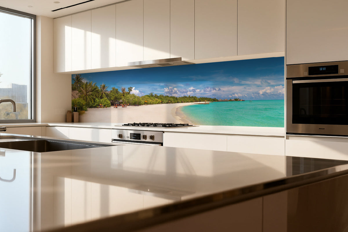 Küchenrückwand Traumstrand mit Palmen