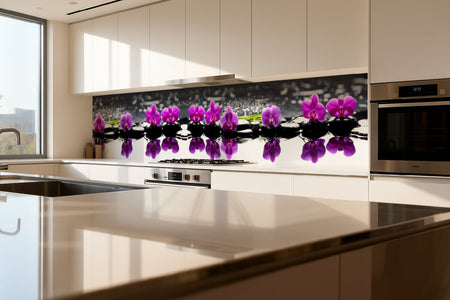 Küchenrückwand Orchideen & Steine