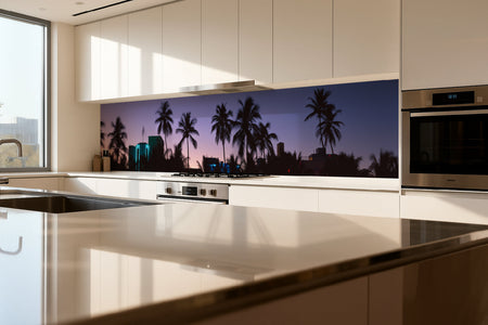 Küchenrückwand Palmen bei Sonnenuntergang
