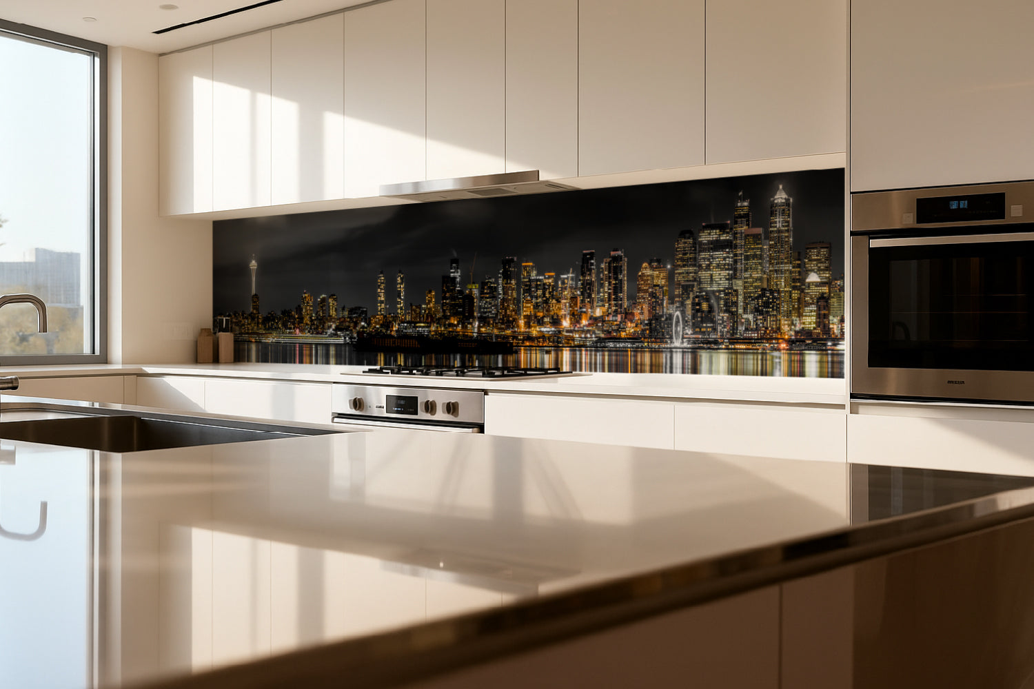 Küchenrückwand Skyline bei Nacht