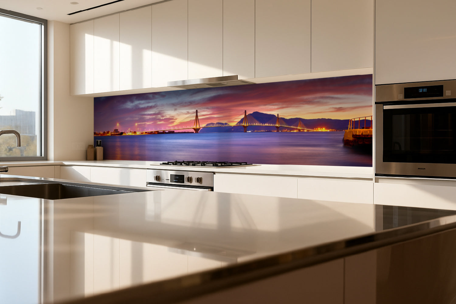 Küchenrückwand Panorama mit Sonnenuntergang