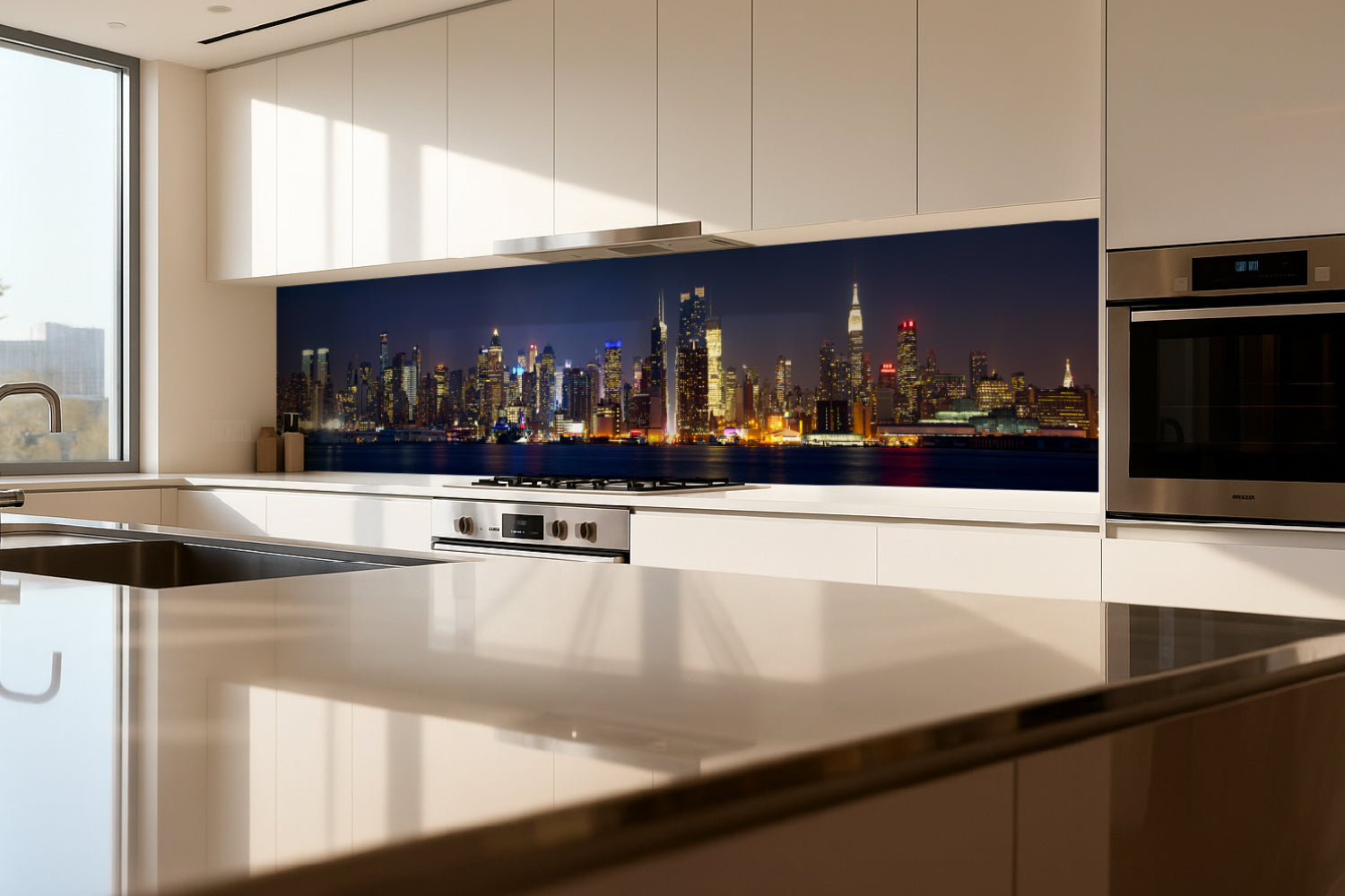 Küchenrückwand Stadtlichter am Wasser