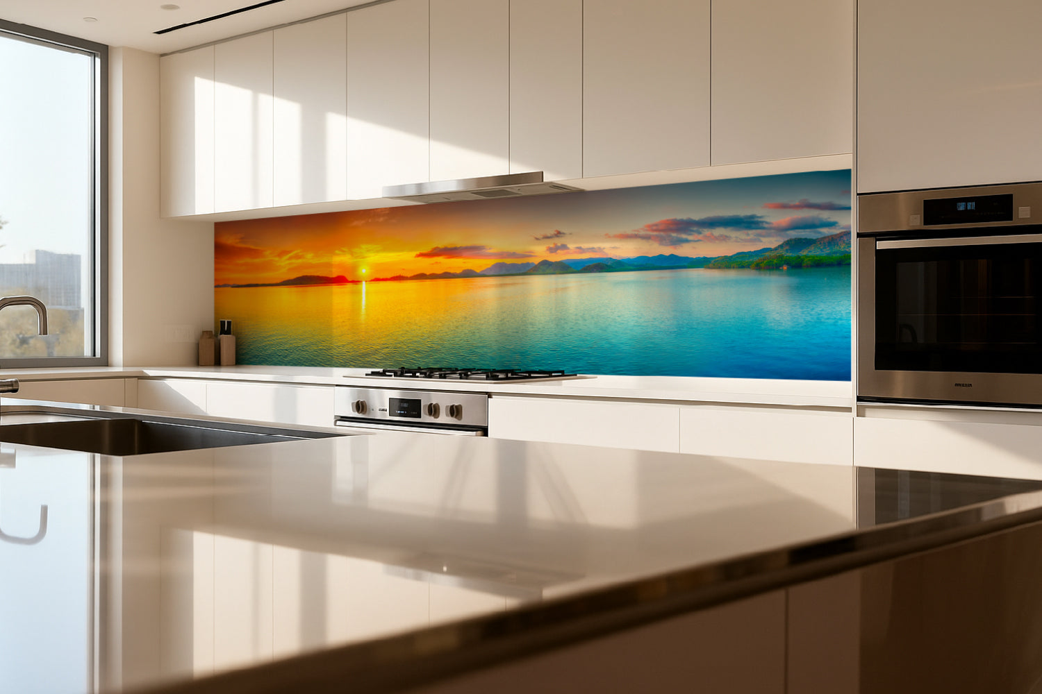 Küchenrückwand Meerblick im Sonnenuntergang