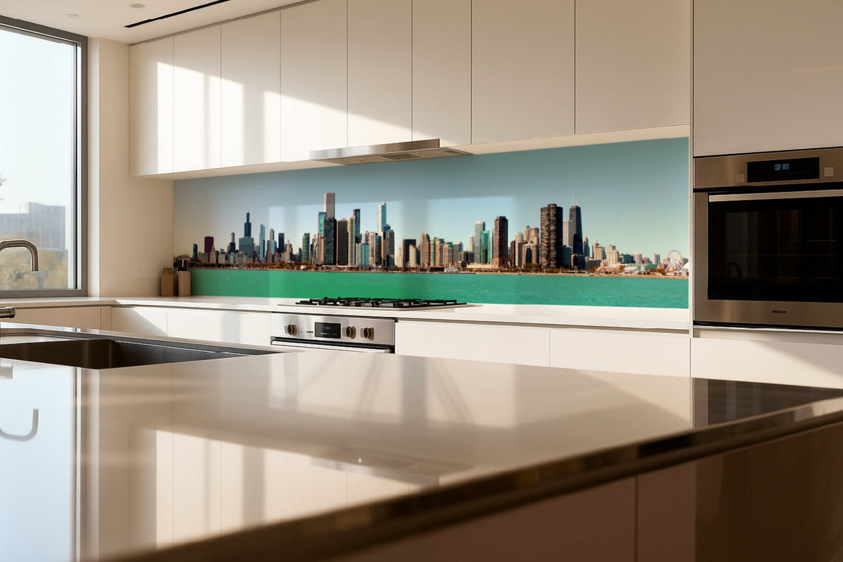 Küchenrückwand Stadtansicht am See