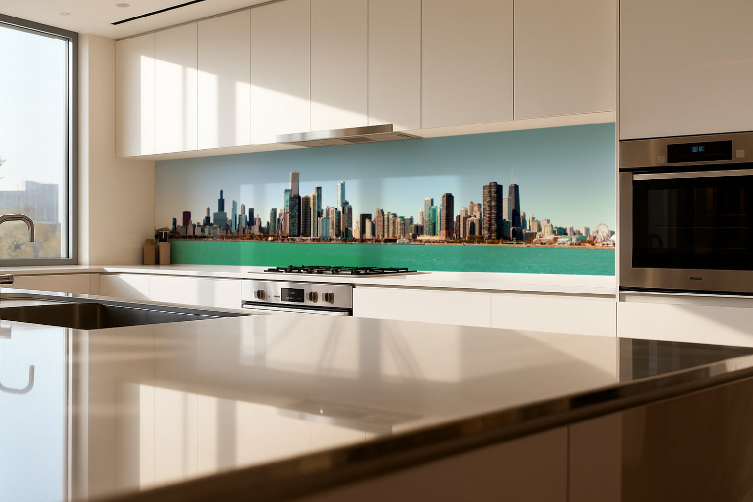 Küchenrückwand Stadtansicht am See