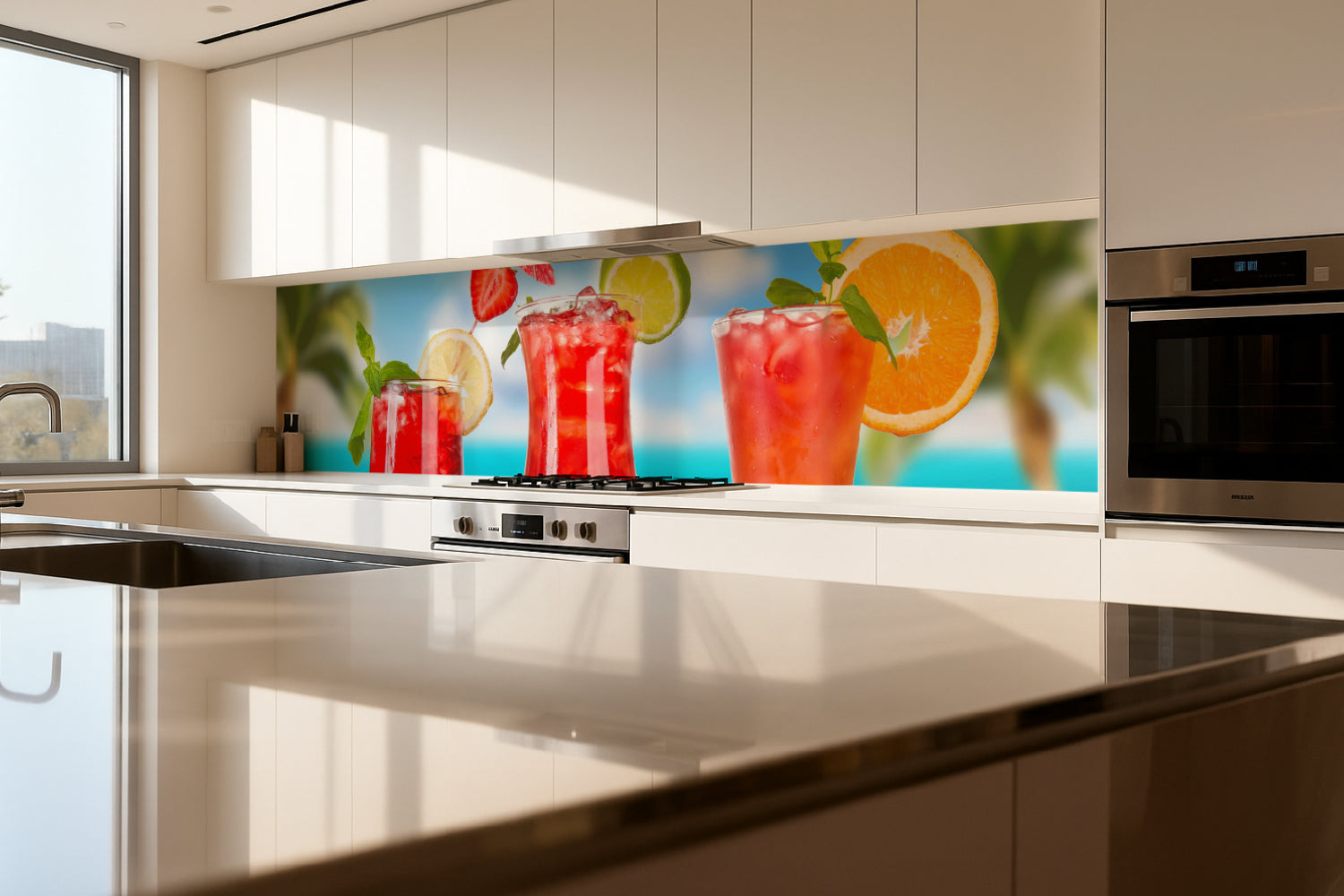 Küchenrückwand Fruchtcocktails am Strand