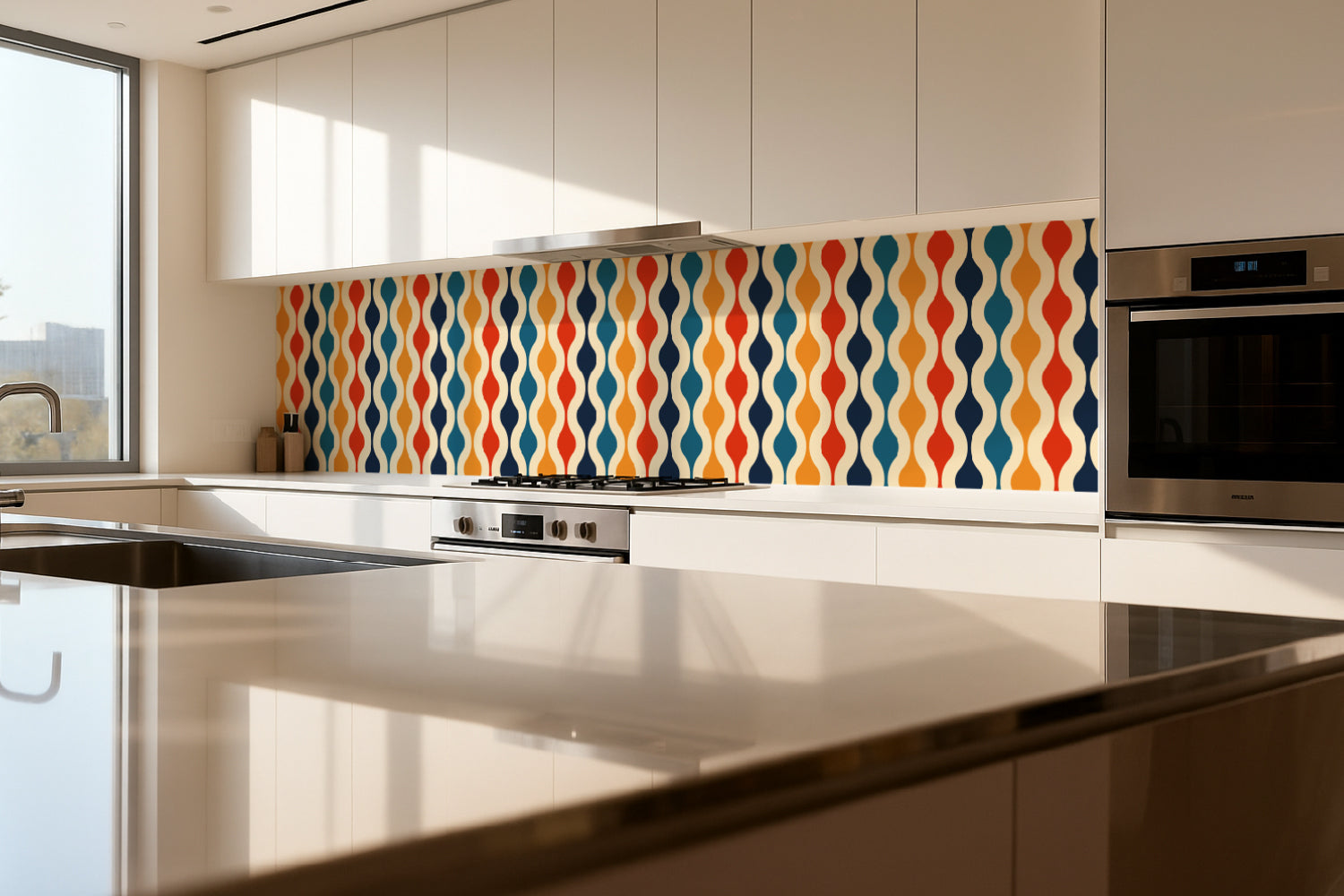 Küchenrückwand Retro Wellen