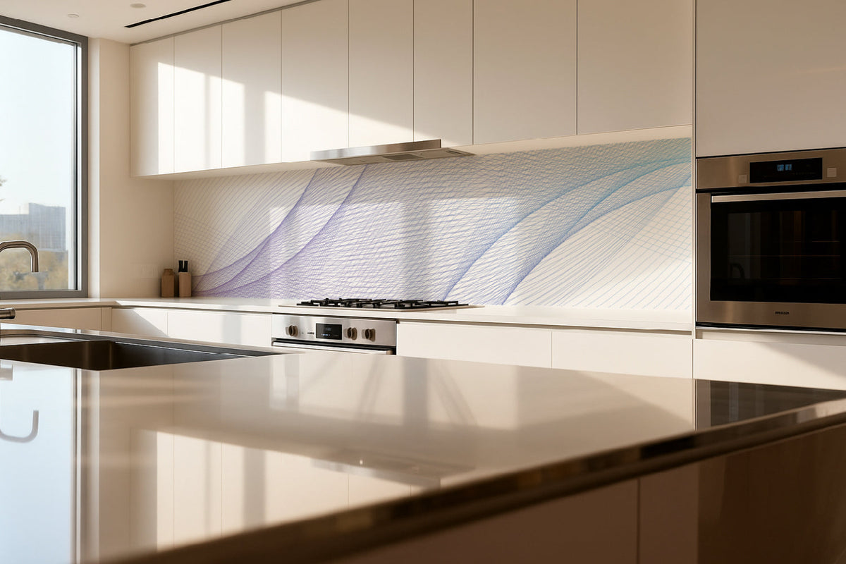 Küchenrückwand Linien Design Blau Violett