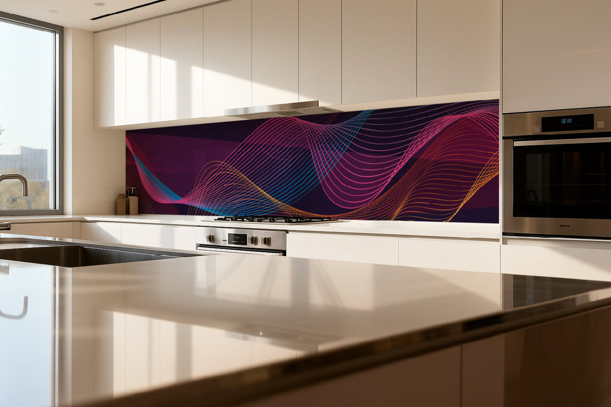 Küchenrückwand Neon Linien Abstrakt