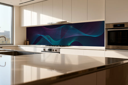 Küchenrückwand Abstrakt Linien Blau Lila