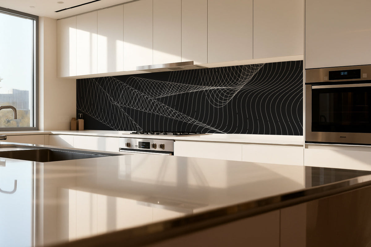 Küchenrückwand Schwarz Weiß Linien Design