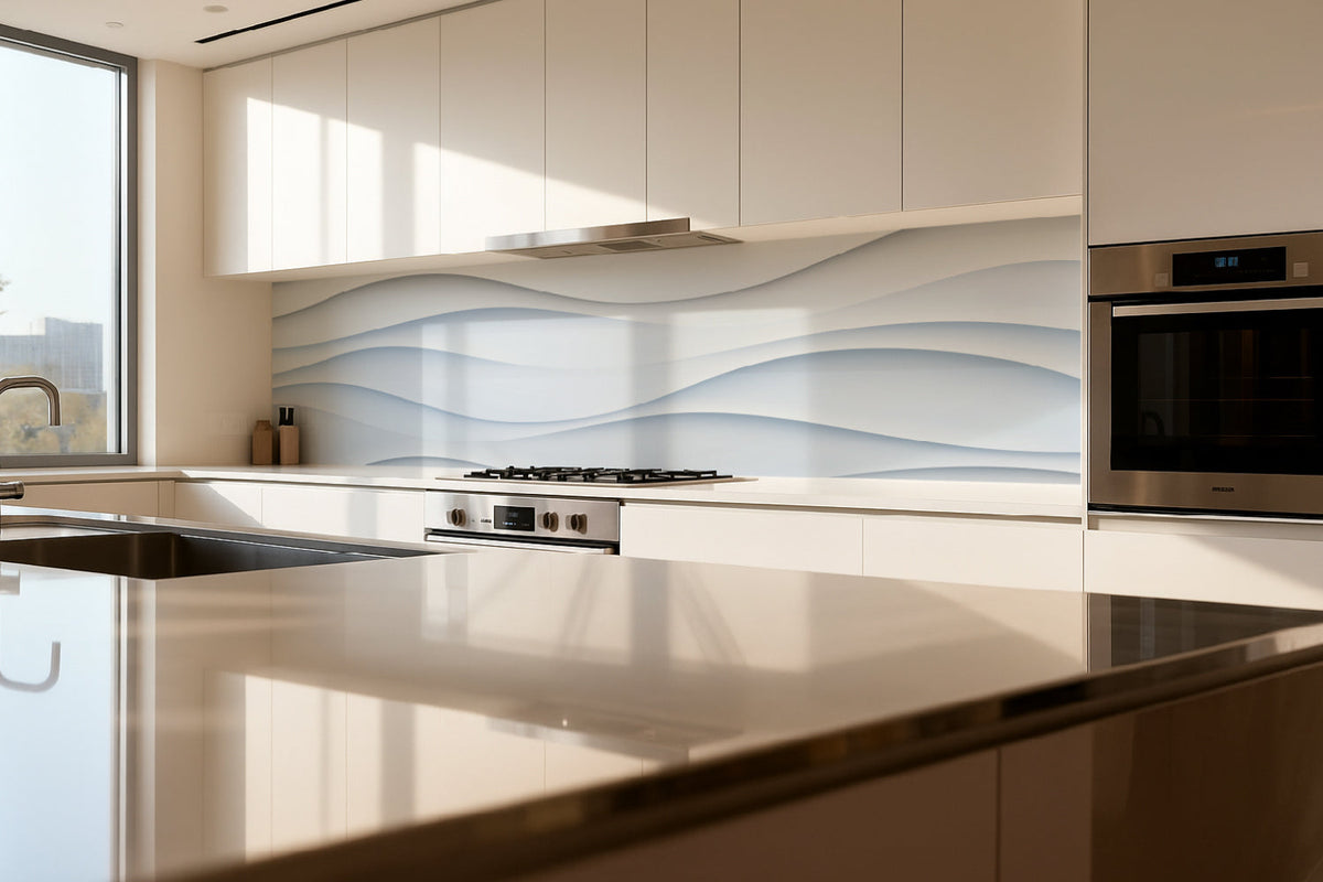 Küchenrückwand Weiß 3D Wellen Design