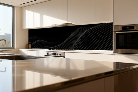 Küchenrückwand Schwarz Linien Design