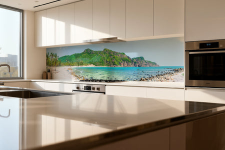 Küchenrückwand Tropischer Strand mit Palmen