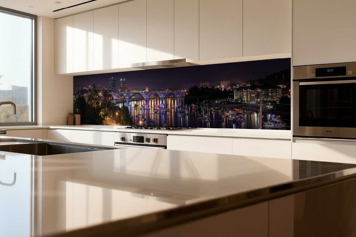 Küchenrückwand Skyline am Flussufer