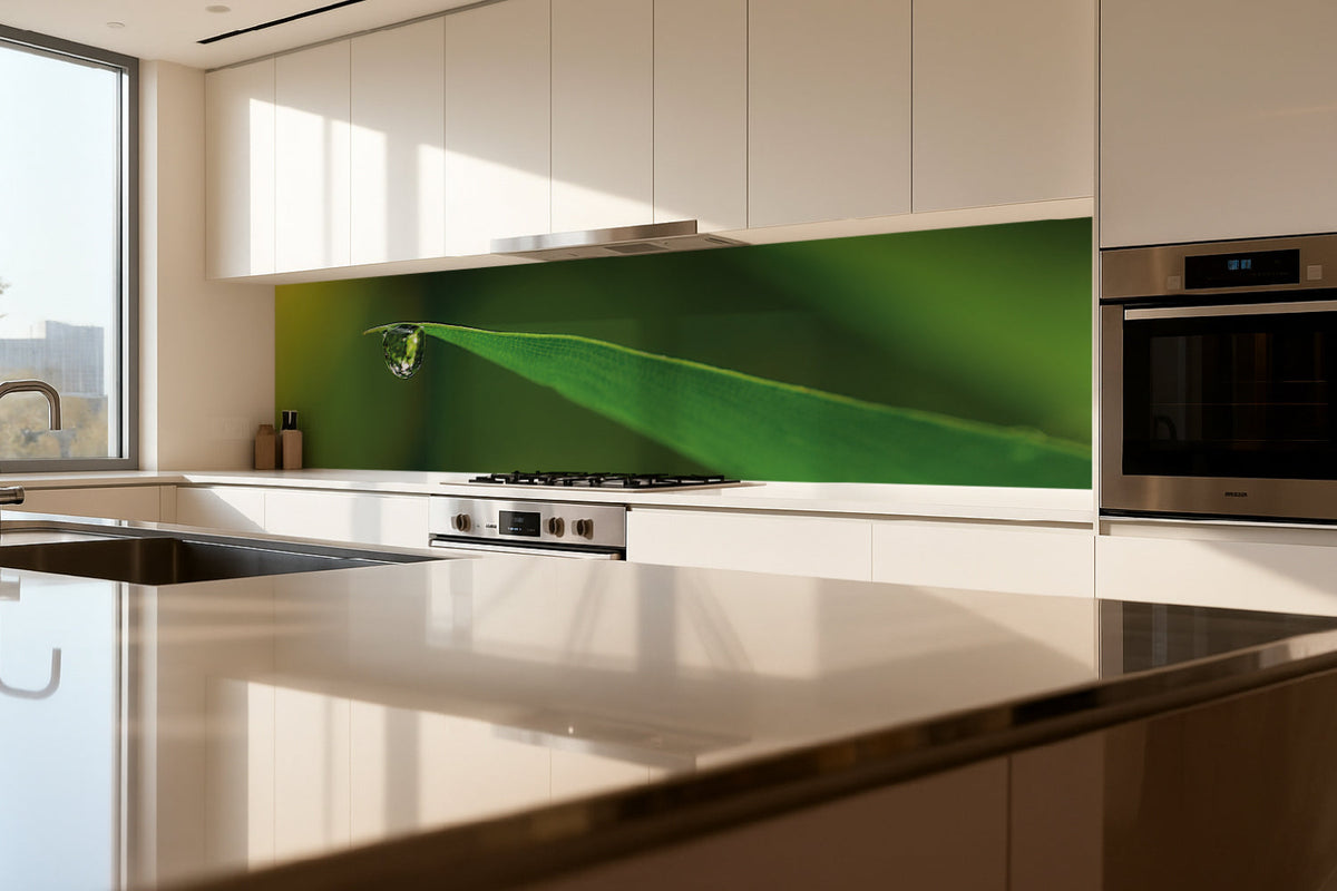 Küchenrückwand Wassertropfen auf Blatt