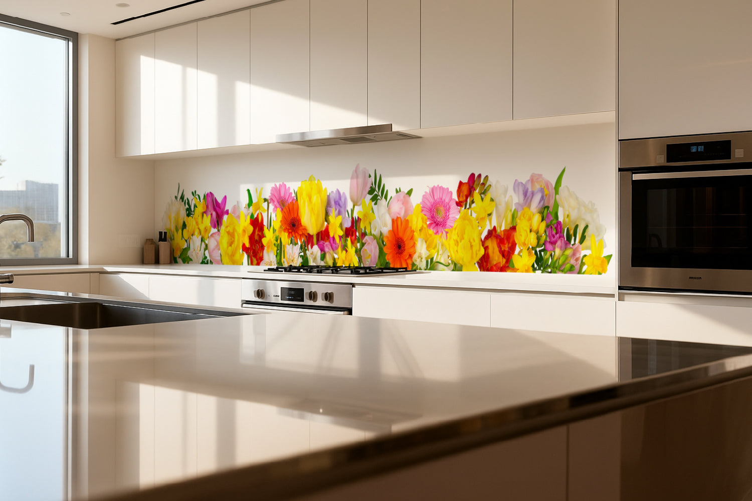 Küchenrückwand Frühlingsblumen bunt