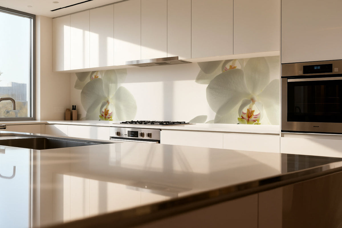 Küchenrückwand Weiße Orchideen Elegant