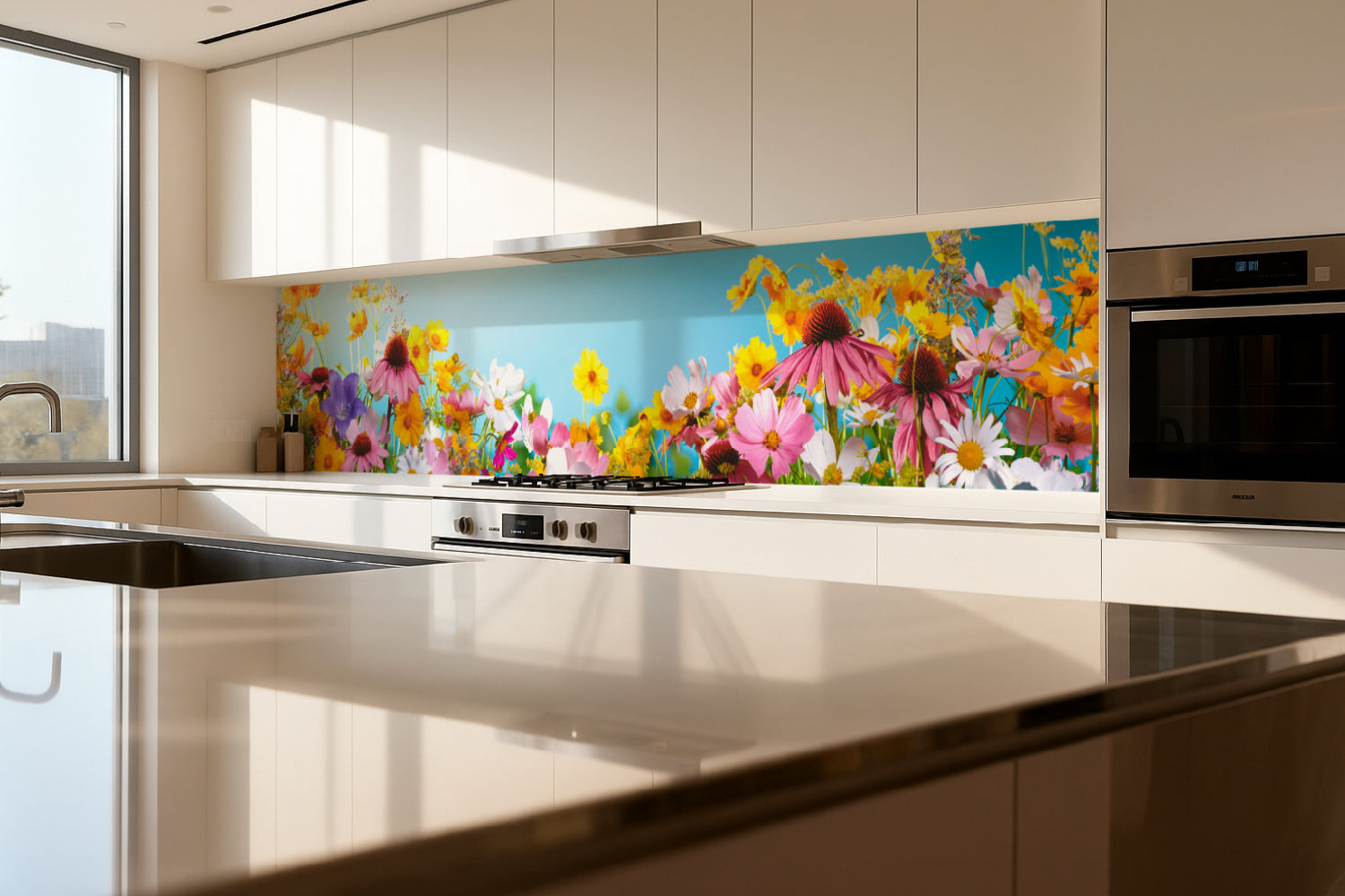 Küchenrückwand Bunte Blumenwiese Sommer