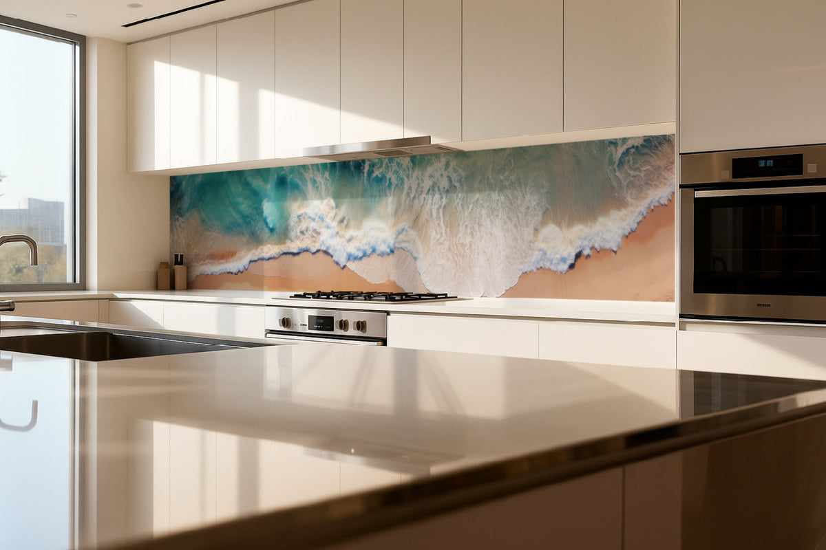 Küchenrückwand Meereswellen am Strand