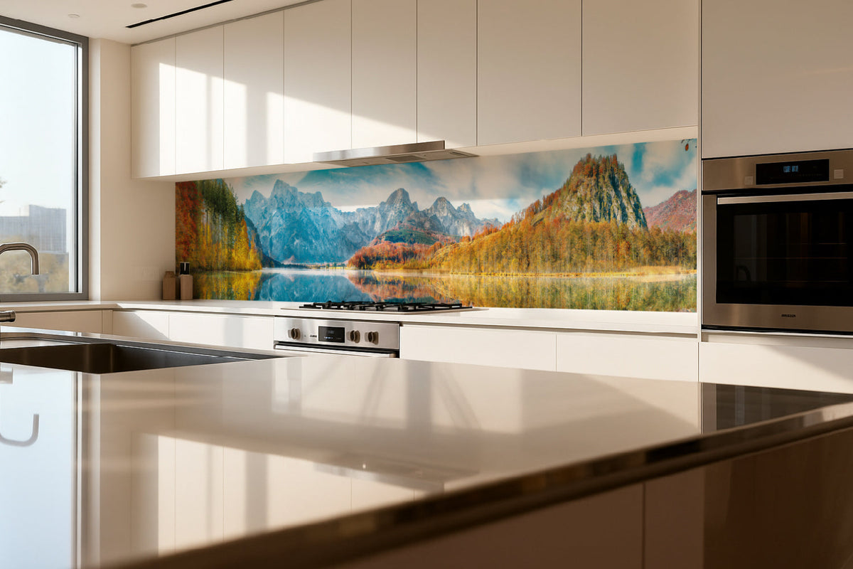 Küchenrückwand Alpenpanorama mit See