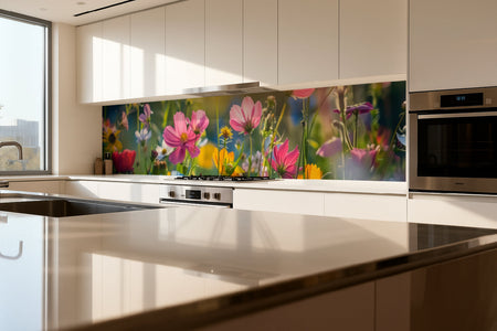 Küchenrückwand Bunte Sommerblumenwiese