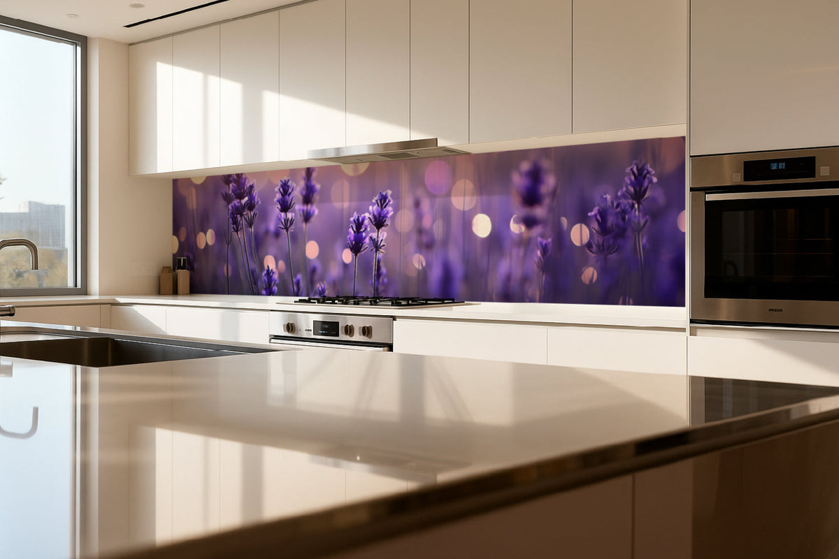 Küchenrückwand Lavendelblüten im Abendlicht