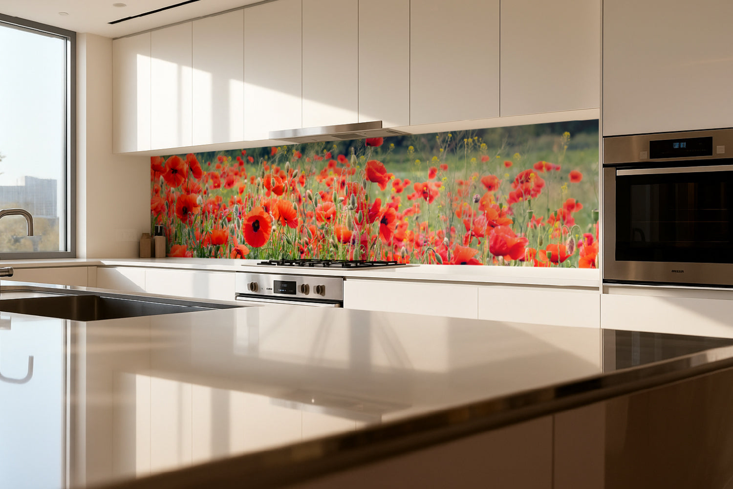 Küchenrückwand Rote Mohnblumenwiese