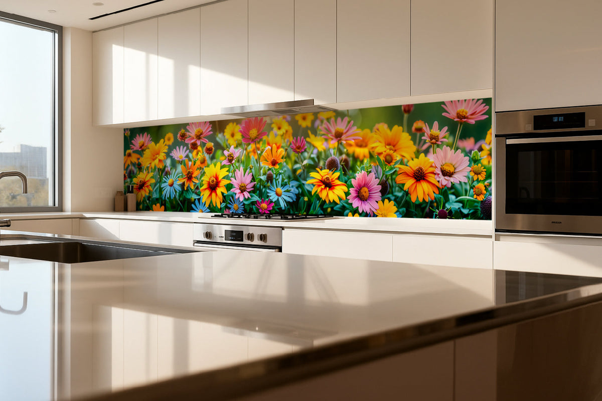 Küchenrückwand Bunte Blumenwiese