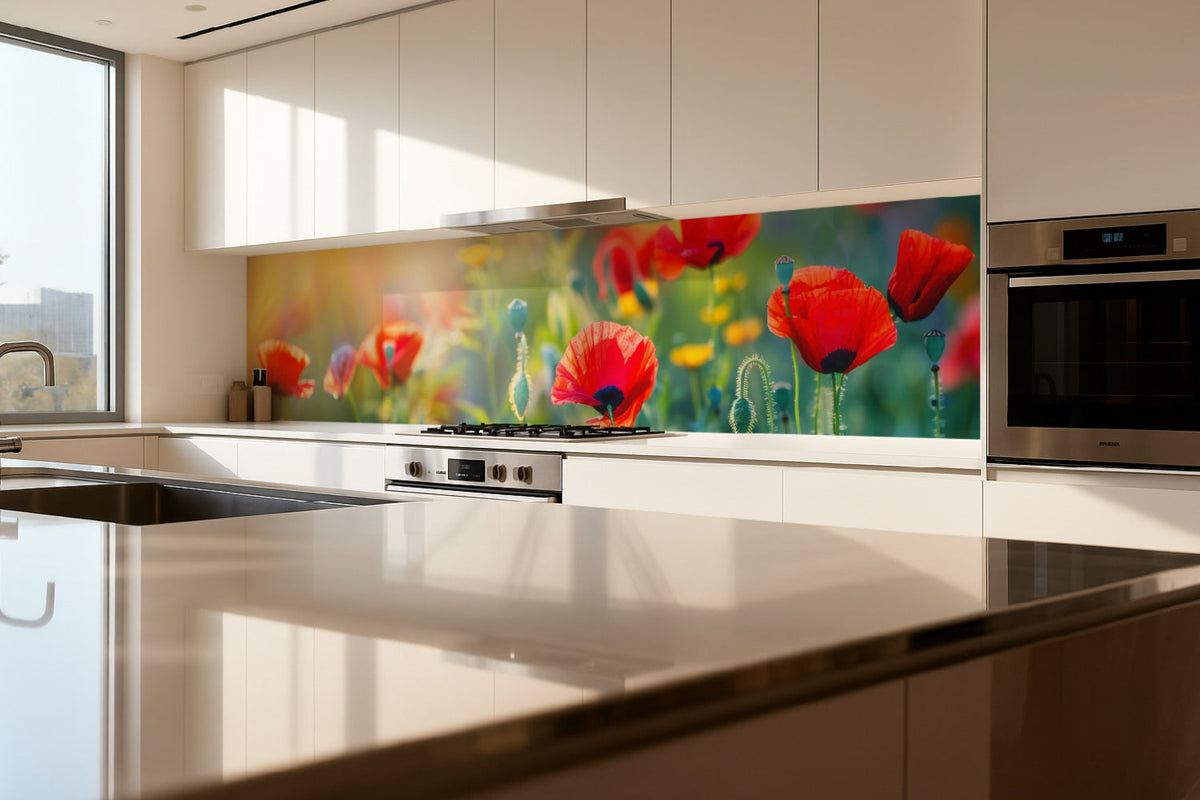 Küchenrückwand Mohnblumen im Sonnenlicht