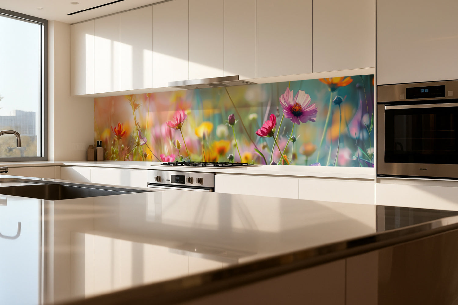 Küchenrückwand Bunte Blumenwiese