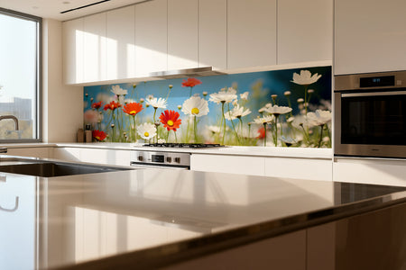 Küchenrückwand Margeriten und Gänseblümchen