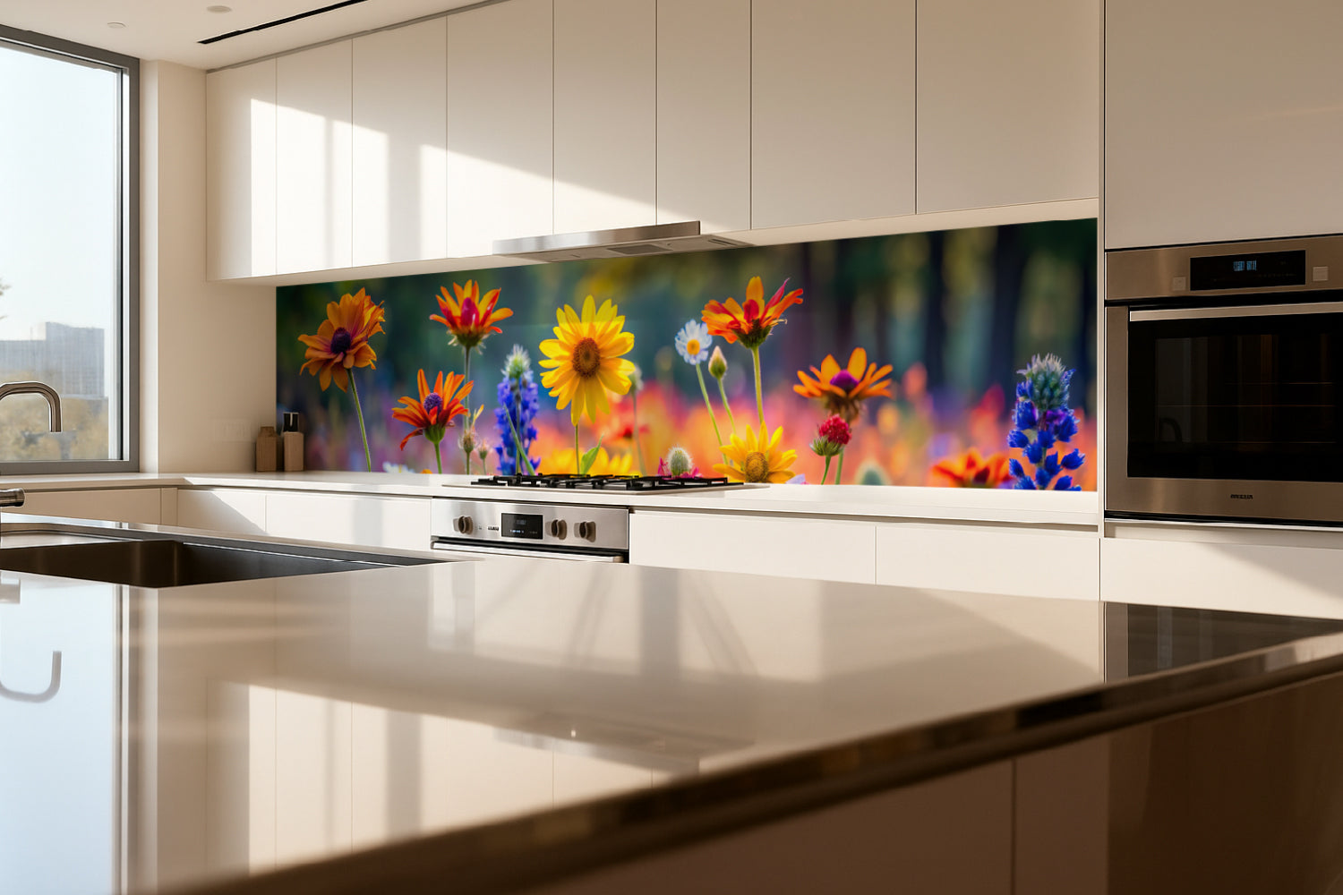Küchenrückwand Bunte Sommerblumen