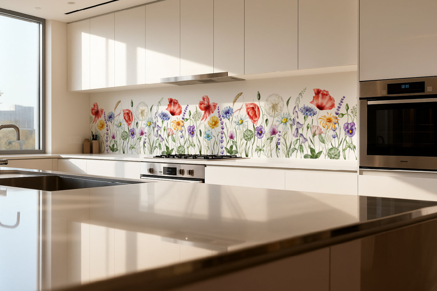 Küchenrückwand Blumen Aquarell