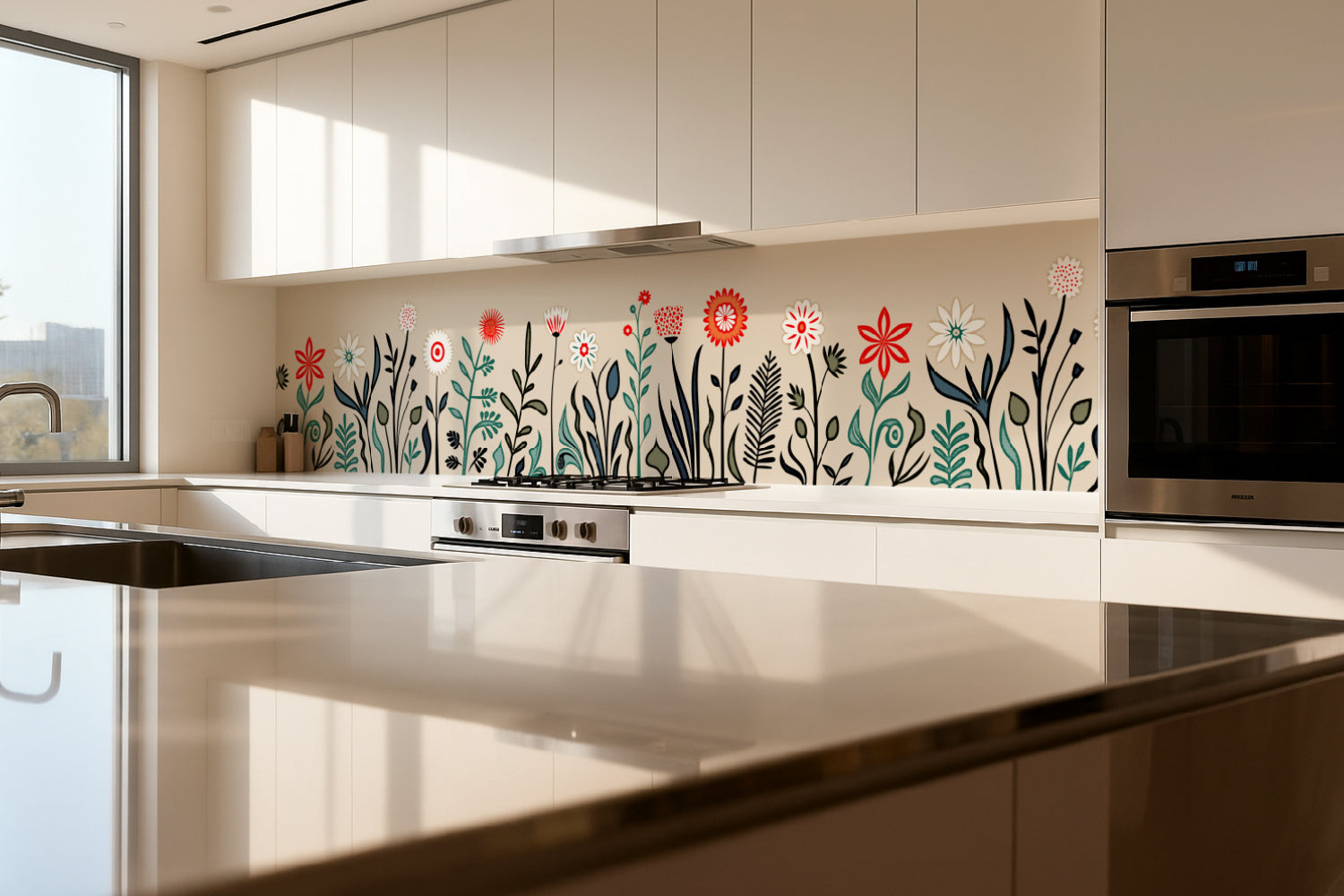 Küchenrückwand Modernes Blumenmuster