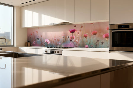 Küchenrückwand Pastellfarben Blumenfeld