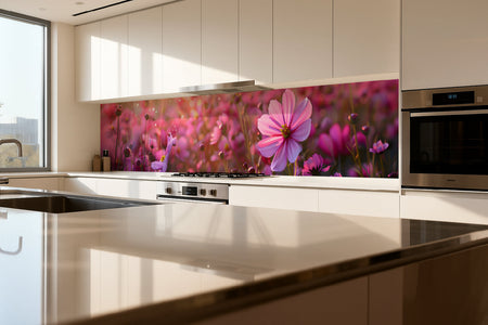 Küchenrückwand Frühlingsblumen Rosa