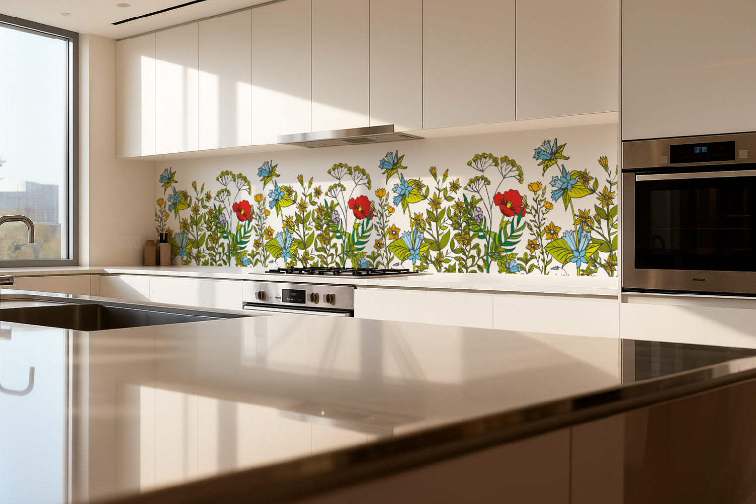 Küchenrückwand Illustratives Blumenmuster