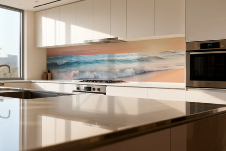 Küchenrückwand Meereswellen im Sonnenuntergang