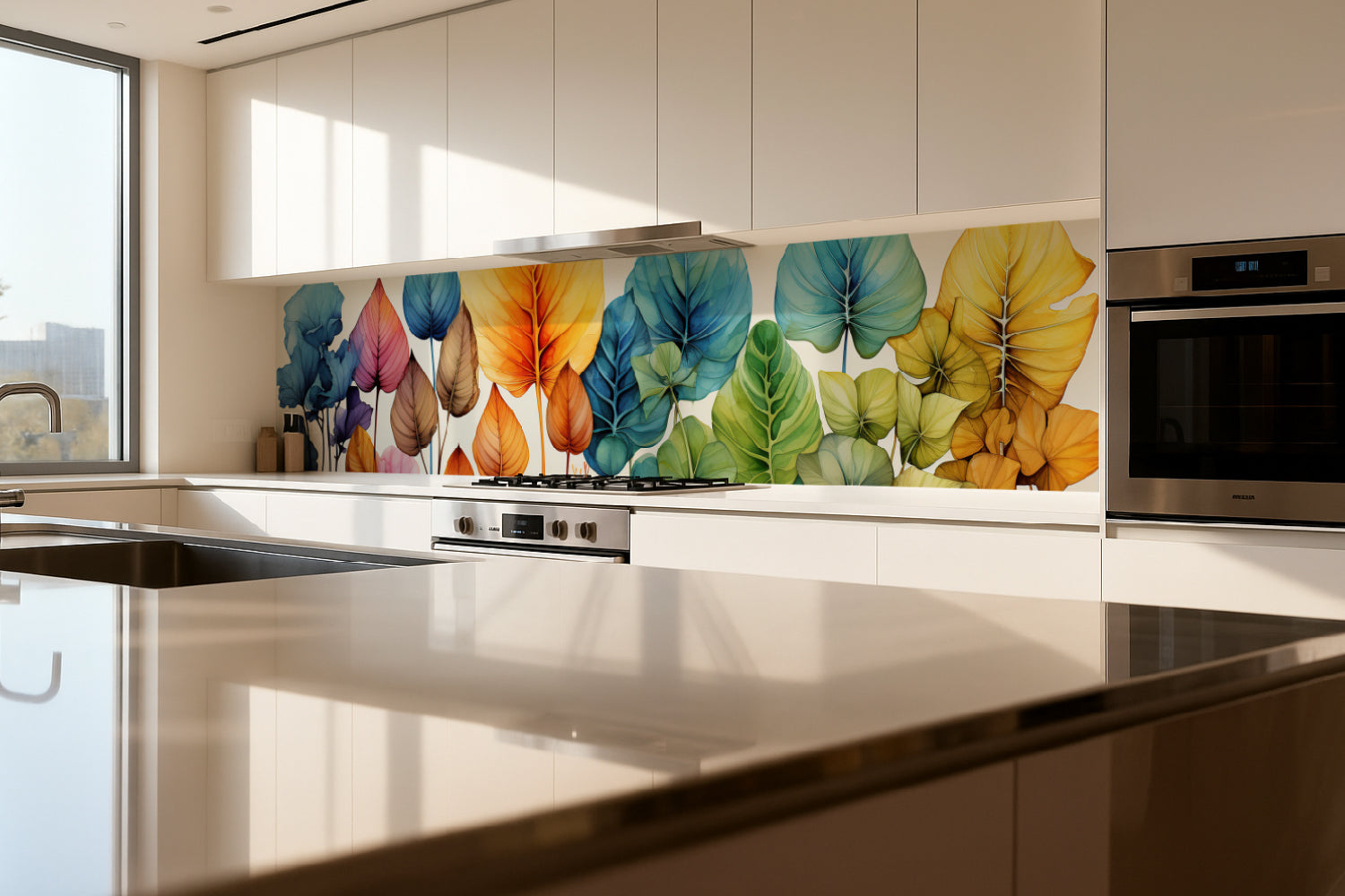 Küchenrückwand Bunte Blätter Aquarell