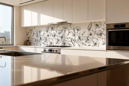 Küchenrückwand Florales Linienmotiv